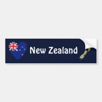 New Zealand Flag Heart + Map Bumper Sticker