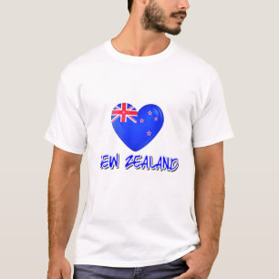 New Zealand Flag Heart Modern T-Shirt