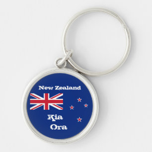 New Zealand Flag & Kia Ora greetings / New Zealand Key Ring