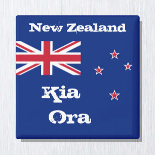 New Zealand flag & Kia Ora, holiday /sports fans Magnet