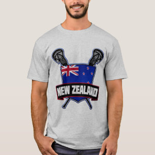New Zealand Flag Lacrosse Logo With Back Print T-Shirt