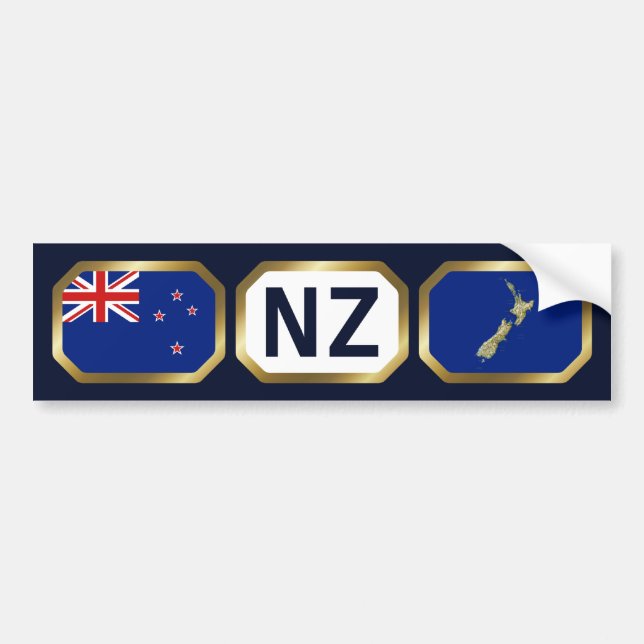 New Zealand Flag Map Code Bumper Sticker (Front)