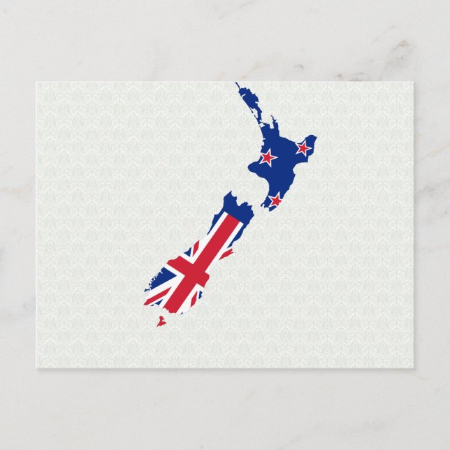 New Zealand Flag Map full size Postcard (Front)