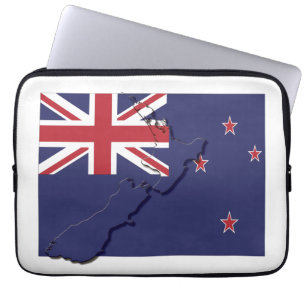 NEW ZEALAND Flag Map Patriotic Computer Laptop Sleeve