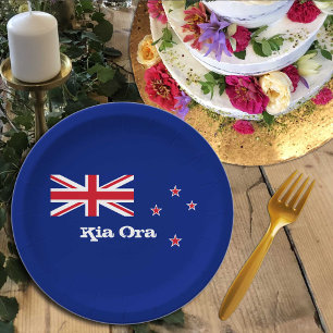 New Zealand flag party plates, sports /rugby fans Paper Plate