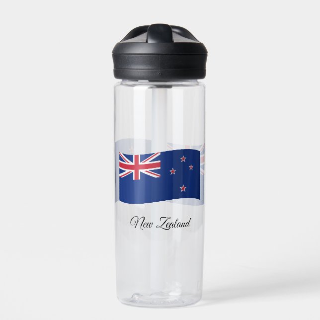 New Zealand Flag, Patriotic New Zealand Water Bottle (Front)
