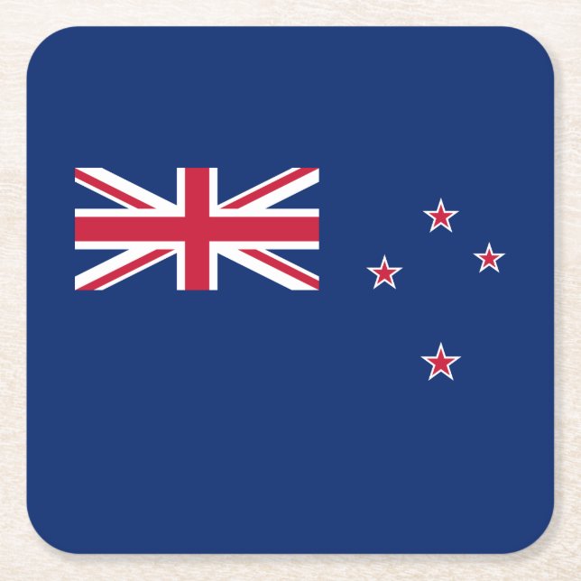 New Zealand Flag Square Paper Coaster (Front)