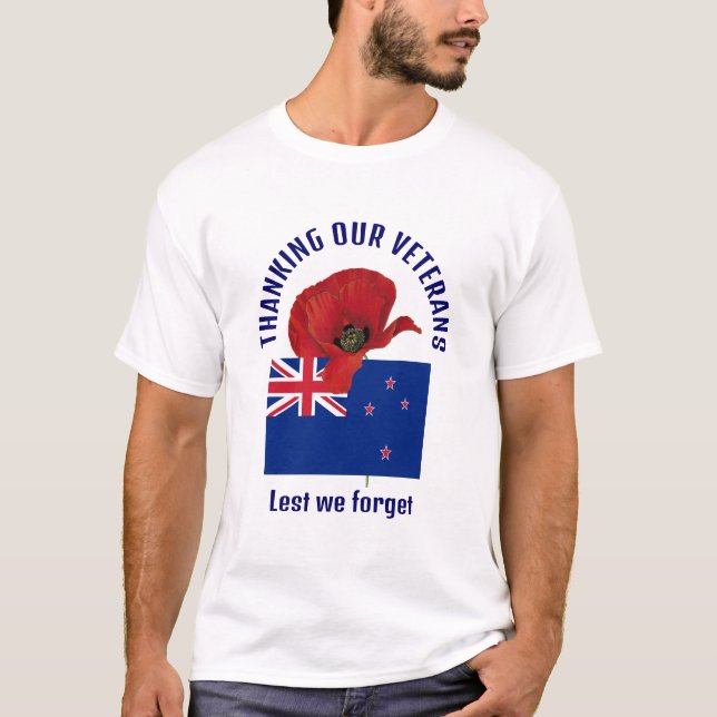 New Zealand Flag THANK YOU VETERANS T-Shirt (Front)