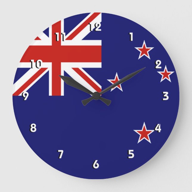 New Zealand flag wall clock with numbers (Front)