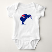 New Zealand Flag With Kiwi SIlhouette