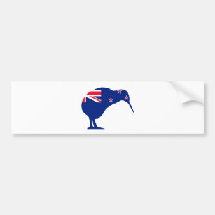 New Zealand Flag With Kiwi SIlhouette Bumper Sticker