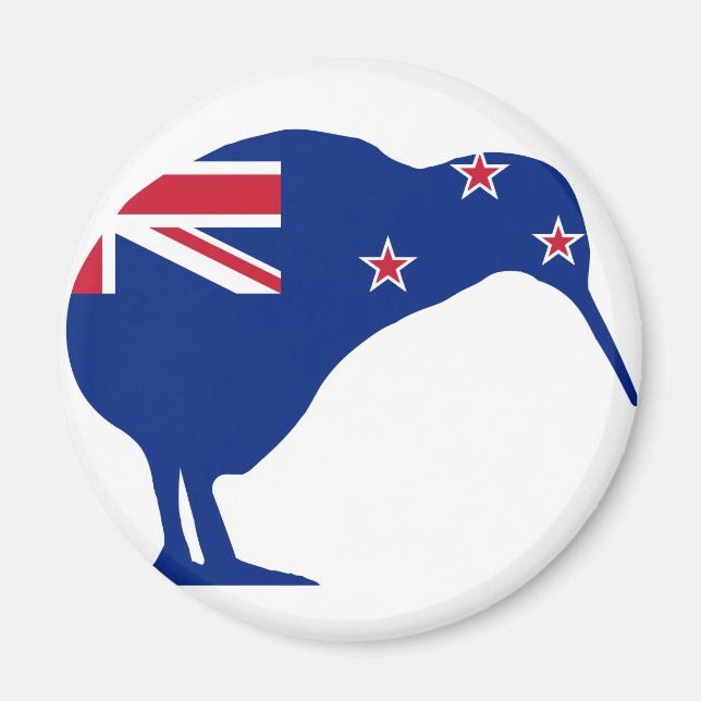 New Zealand Flag With Kiwi SIlhouette Magnet (Front)