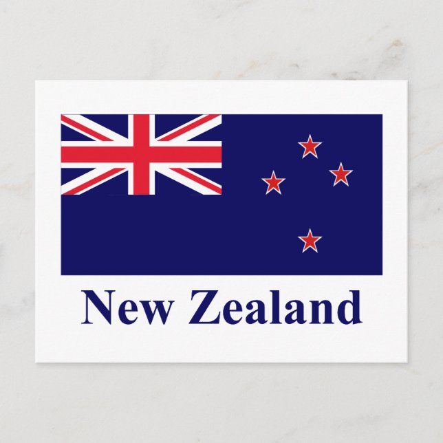 New Zealand Flag with Name Postcard (Front)