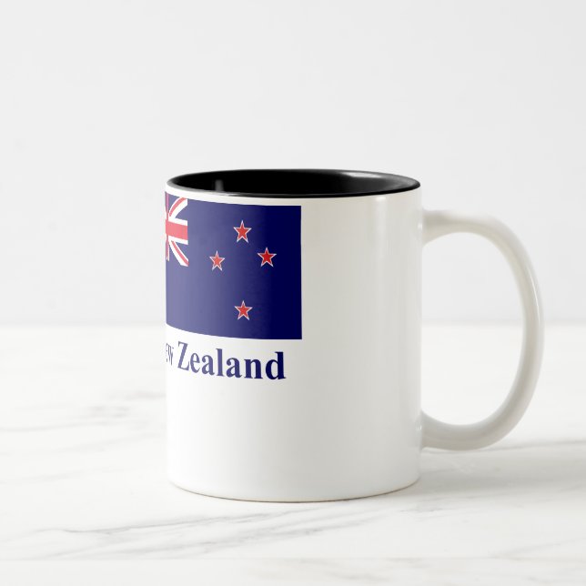 New Zealand Flag with Name Two-Tone Coffee Mug (Right)