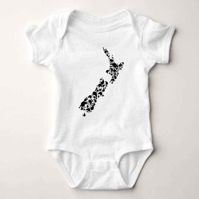 NEW ZEALAND - full of kiwis - black Baby Bodysuit (Front)