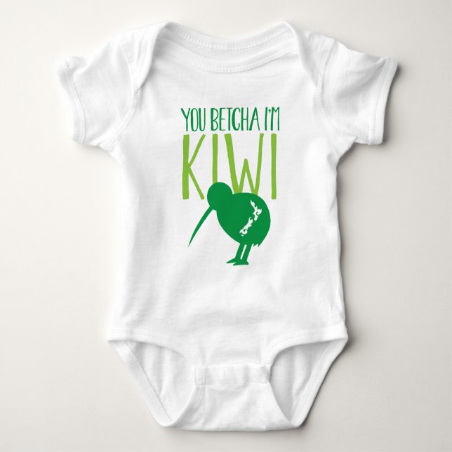 NEW ZEALAND FUNNY You BETCHYA I'm KIWI bird Baby Bodysuit (Front)