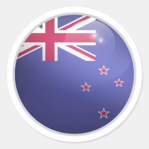 New Zealand Glossy Circle Flag Classic Round Sticker