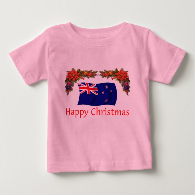 New Zealand Happy Christmas Baby T-Shirt (Front)