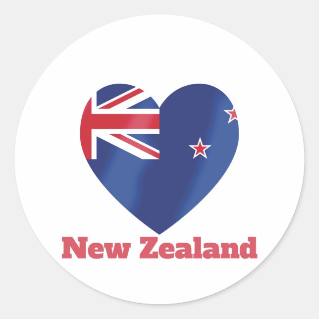 New Zealand Heart Flag  Classic Round Sticker (Front)