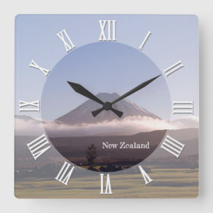 New Zealand Iconic Tongariro Volcano Peak Square Wall Clock
