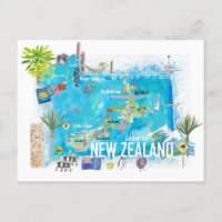 New Zealand Illustrated Travel Map