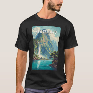New Zealand Illustration Travel Art Vintage T-Shirt