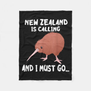 New Zealand Is Calling Kiwi Bird Wildlife Animal  Fleece Blanket