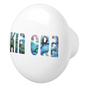 NEW ZEALAND KIA ORA GREETING CERAMIC KNOB