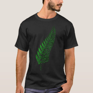 New Zealand Kiwi All Blacks Maori Silver Fern Gree T-Shirt