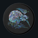 NEW ZEALAND KIWI AND FERN PAUA MAGNET<br><div class="desc">Classic New Zealand flightless bird - the Kiwi - and a native fern,  in the vibrant colors of the Paua shell.
#madjack,  #new zealand,  #kiwi,  #maori,  #travel,  #bird,  #animals,  #paua,  #fern,  #nature</div>
