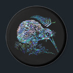 NEW ZEALAND KIWI AND FERN PAUA MAGNET<br><div class="desc">Classic New Zealand flightless bird - the Kiwi - and a native fern,  in the vibrant colors of the Paua shell.
#madjack,  #new zealand,  #kiwi,  #maori,  #travel,  #bird,  #animals,  #paua,  #fern,  #nature</div>