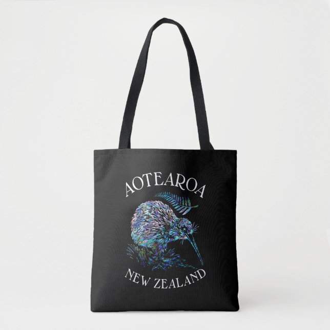 NEW ZEALAND KIWI AND FERN PAUA TOTE BAG (Front)