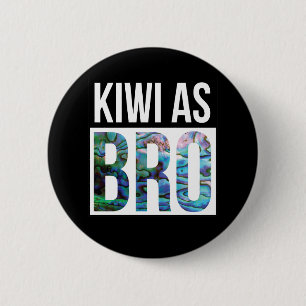 NEW ZEALAND KIWI AS BRO PAUA 6 CM ROUND BADGE