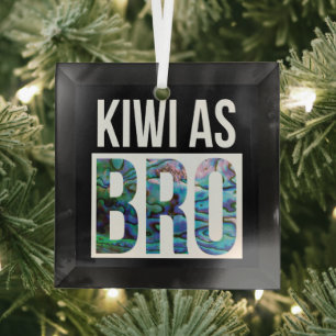 NEW ZEALAND KIWI AS BRO SIMPLE PAUA GLASS TREE DECORATION
