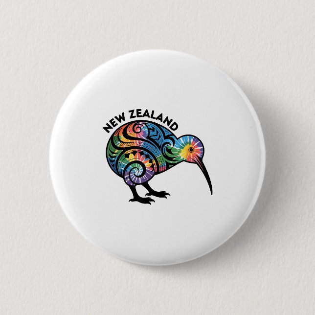New Zealand Kiwi Bird  6 Cm Round Badge (Front)