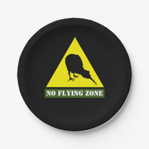 New Zealand, Kiwi Bird & No Flying Zone /Aotearoa Paper Plate