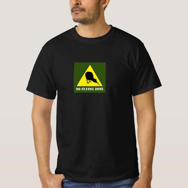 New Zealand, Kiwi Bird & No Flying Zone /Aotearoa T-Shirt (Front)