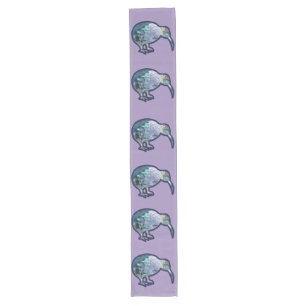 NEW ZEALAND KIWI BIRD PAUA SHELL REPEATING PATTERN LONG TABLE RUNNER
