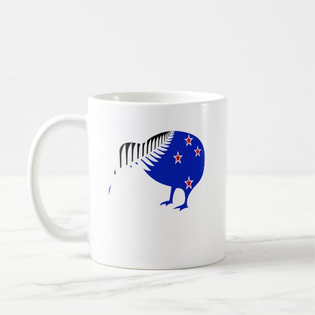 New Zealand, Kiwi Bird, Silver Fern Coffee Mug (Left)