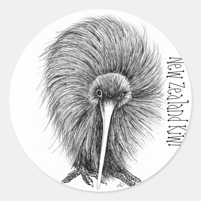 New Zealand Kiwi Classic Round Sticker (Front)