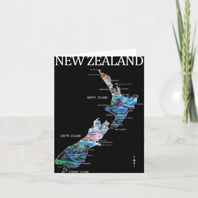 New Zealand Kiwi Detailed Map  Card (Front)