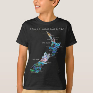 New Zealand Kiwi Detailed Map T-Shirt
