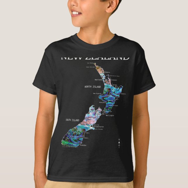 New Zealand Kiwi Detailed Map  T-Shirt (Front)