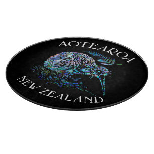 NEW ZEALAND KIWI FERN PAUA CUTTING BOARD