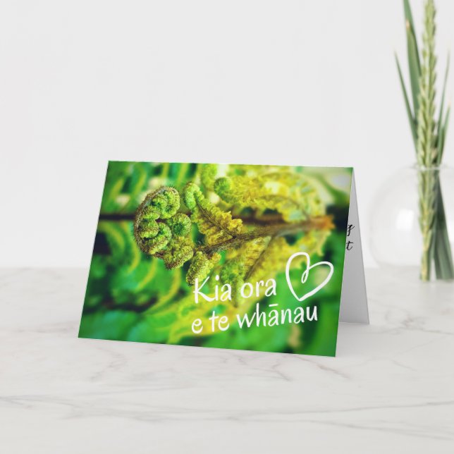 New Zealand Kiwi Green Fern Kia Ora Māori  Card (Front)