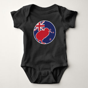 New Zealand Kiwi New Zealander National Animal Fla Baby Bodysuit