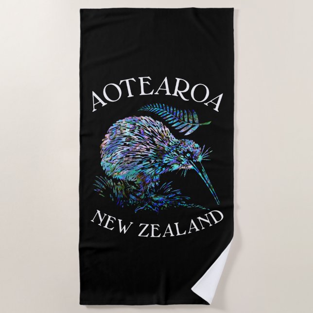 NEW ZEALAND KIWI PAUA BEACH TOWEL (Front)