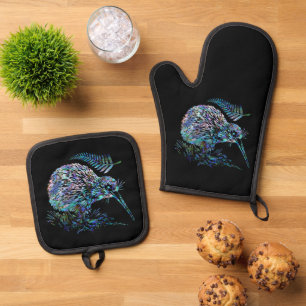 NEW ZEALAND KIWI PAUA OVEN MITT & POT HOLDER SET