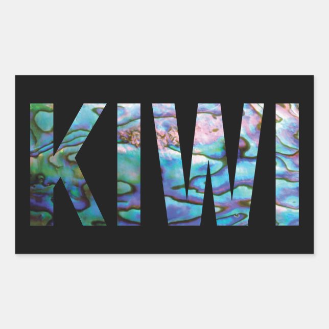 NEW ZEALAND KIWI PAUA RECTANGULAR STICKER (Front)