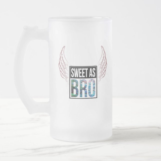 NEW ZEALAND KIWI SWEET AS BRO PAUA FROSTED GLASS BEER MUG (Left)